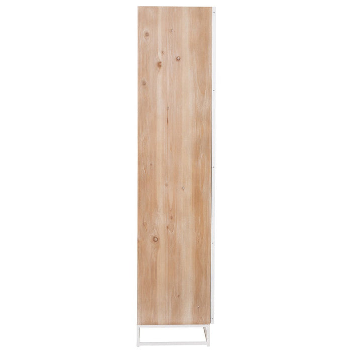 Kast High 2 Doors Zigzag Hout | Metaal Natuurlijk | Wit-Opbergkasten-J-Line