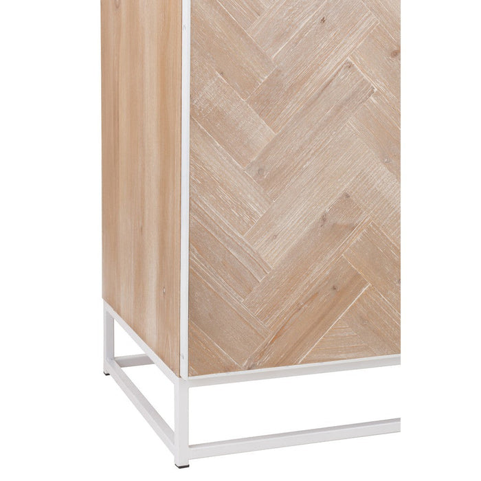 Kast High 2 Doors Zigzag Hout | Metaal Natuurlijk | Wit-Opbergkasten-J-Line