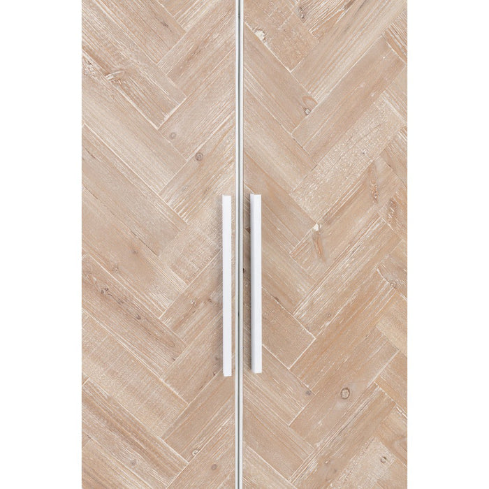 Kast High 2 Doors Zigzag Hout | Metaal Natuurlijk | Wit-Opbergkasten-J-Line