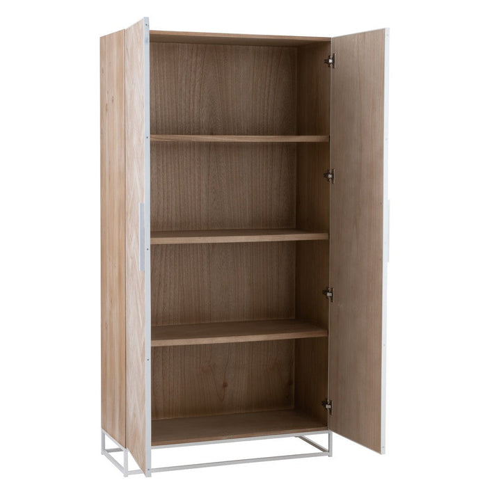 Kast High 2 Doors Zigzag Hout | Metaal Natuurlijk | Wit-Opbergkasten-J-Line