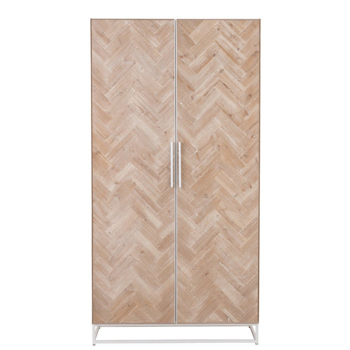 Kast High 2 Doors Zigzag Hout | Metaal Natuurlijk | Wit-Opbergkasten-J-Line