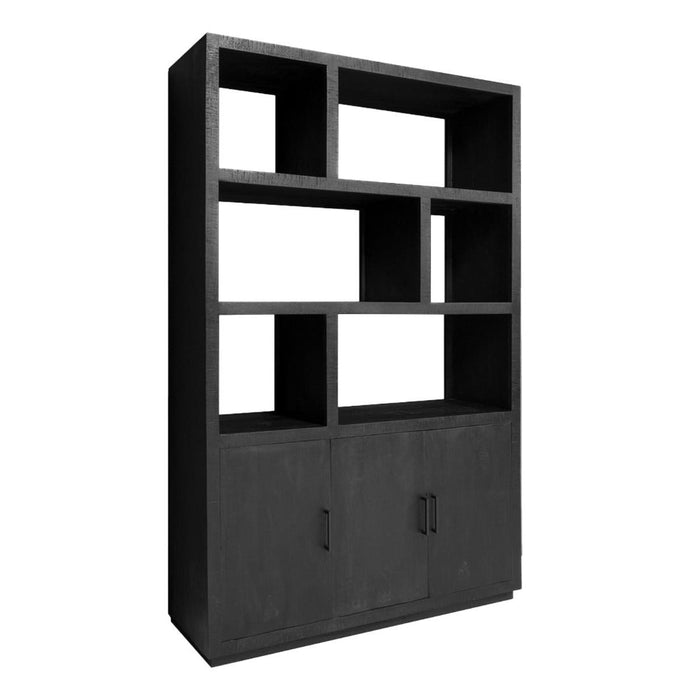 Kast Jaxx Mangohout Zwart 145x50x230 cm-Opbergkasten-Livingfurn