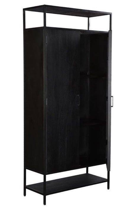 Kast Kala Mangohout Zwart 100x40x210 cm-Opbergkasten-Livingfurn