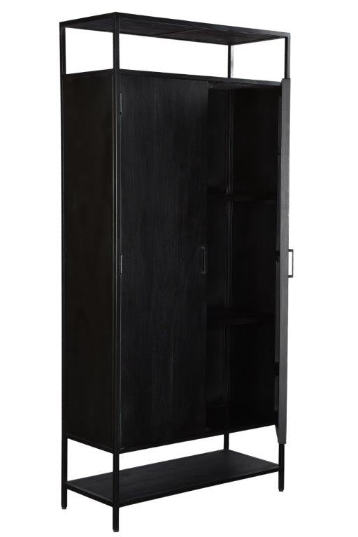 Kast Kala Mangohout Zwart 100x40x210 cm-Opbergkasten-Livingfurn