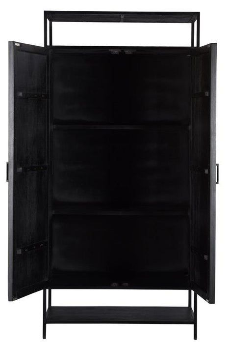 Kast Kala Mangohout Zwart 100x40x210 cm-Opbergkasten-Livingfurn
