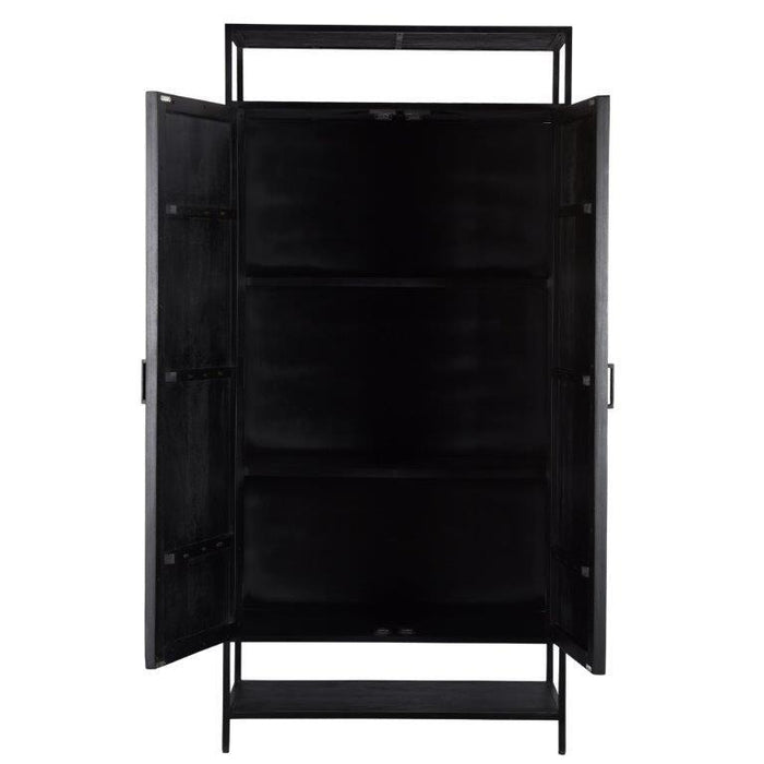 Kast Kala Mangohout Zwart 100x40x210 cm-Opbergkasten-Livingfurn