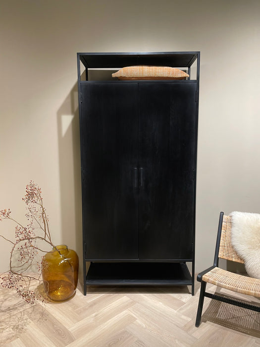 Kast Kala Mangohout Zwart 100x40x210 cm-Opbergkasten-Livingfurn