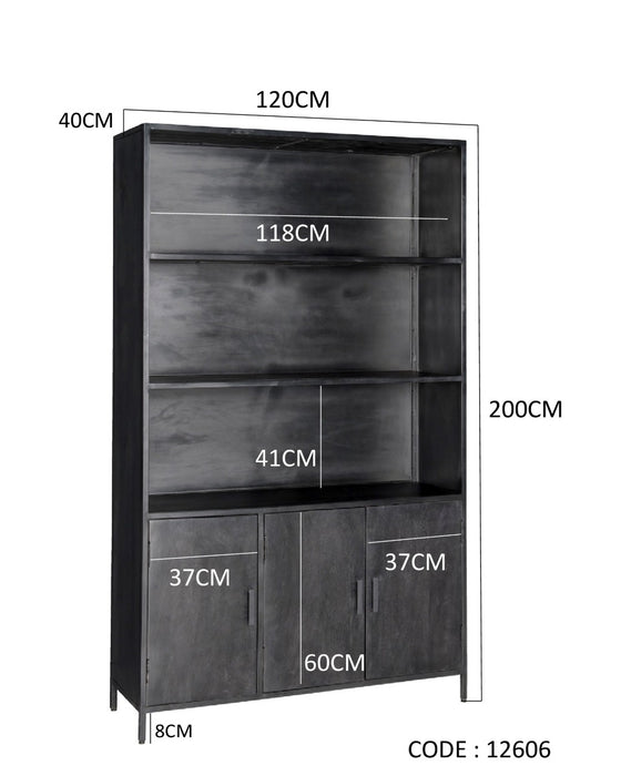 Kast Kala Mangohout Zwart 120x40 cm-Opbergkasten-Livingfurn