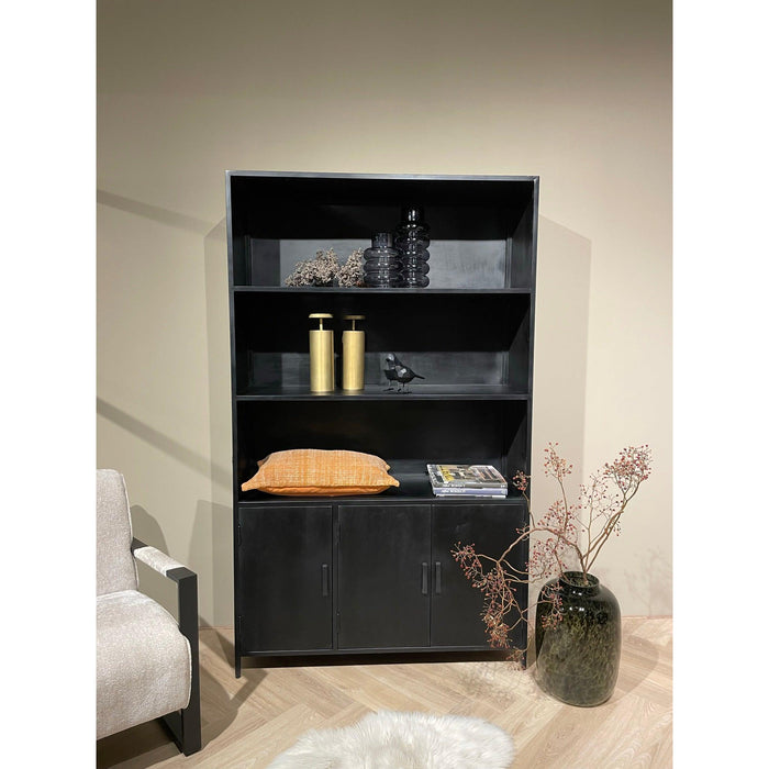 Kast Kala Mangohout Zwart 120x40x200 cm-Opbergkasten-Livingfurn