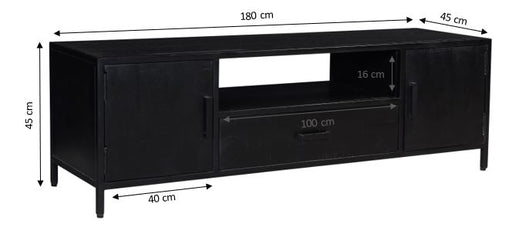 Kast Kala Mangohout Zwart 180x40x46 cm-TV-meubels-Livingfurn