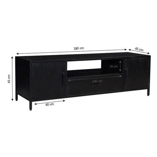 Kast Kala Mangohout Zwart 180x40x46 cm-TV-meubels-Livingfurn