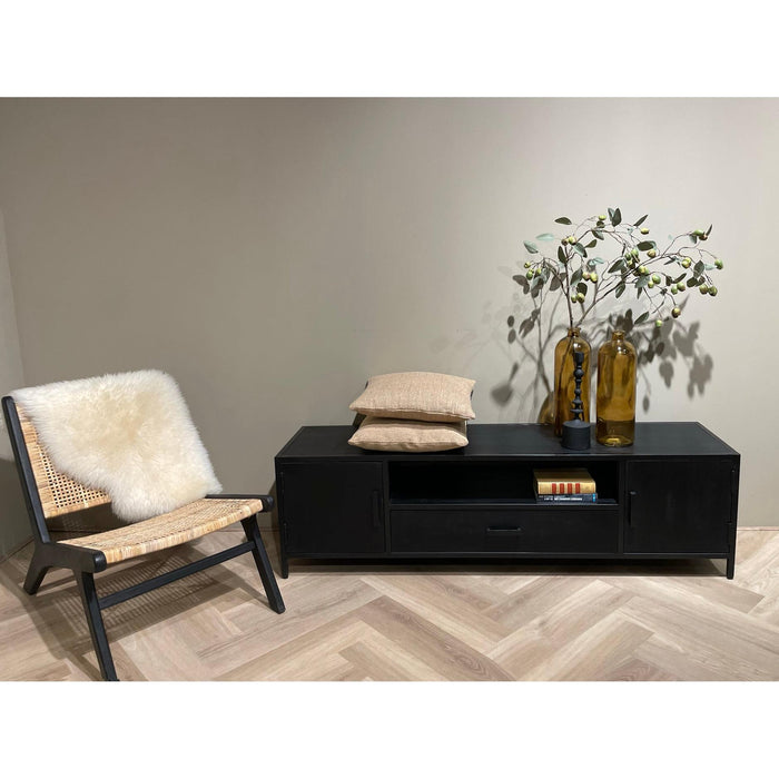 Kast Kala Mangohout Zwart 180x40x46 cm-TV-meubels-Livingfurn