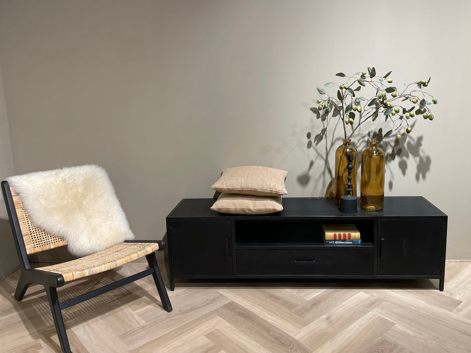 Kast Kala Mangohout Zwart 180x40x46 cm-TV-meubels-Livingfurn