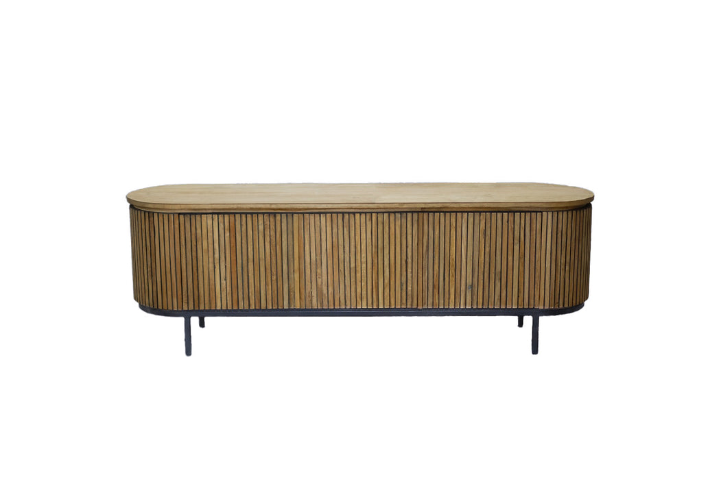 Kast Lausanne Teakhout Naturel hout 170x43 cm-Opbergkasten-Livingfurn