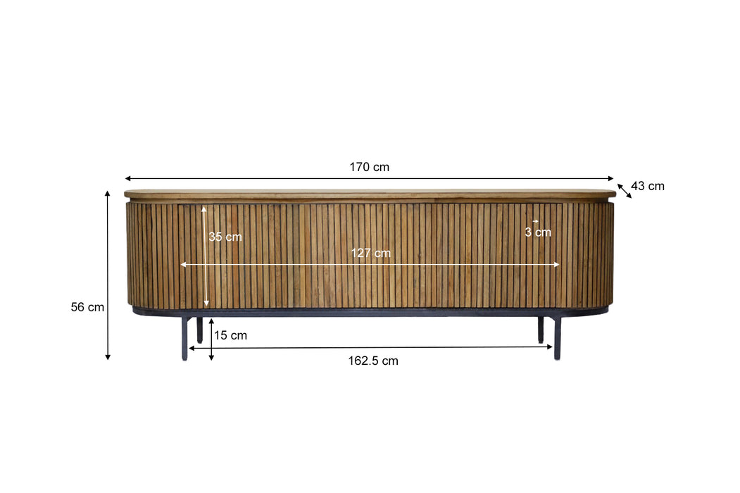 Kast Lausanne Teakhout Naturel hout 170x43 cm-Opbergkasten-Livingfurn