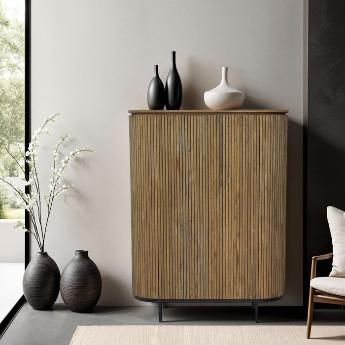 Kast Lausanne Teakhout Naturel hout 43x115x151 cm-Opbergkasten-Livingfurn