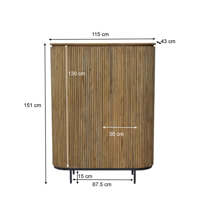 Kast Lausanne Teakhout Naturel hout 43x115x151 cm-Opbergkasten-Livingfurn