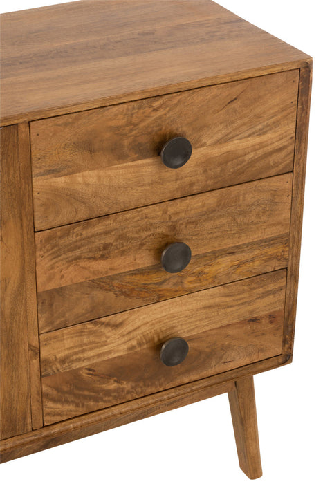 Kast Lora 2deuren+3laden mango hout bruin-Dressoirs-J-Line