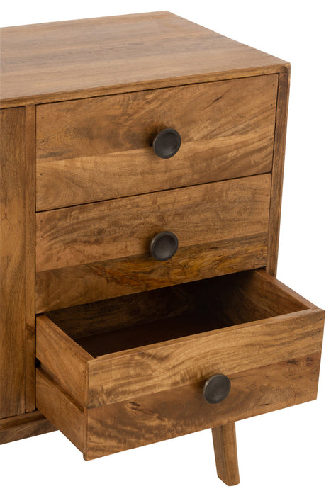 Kast Lora 2deuren+3laden mango hout bruin-Dressoirs-J-Line