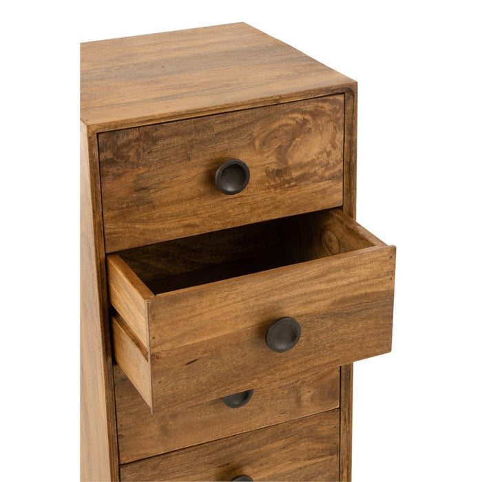Kast Lora 4laden mango hout bruin-Opbergkasten-J-Line