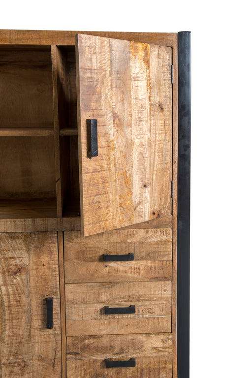 Kast Nairobi Mangohout Naturel hout 100x43x150 cm-Opbergkasten-Livingfurn