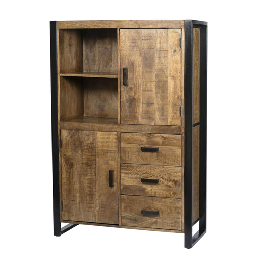 Kast Nairobi Mangohout Naturel hout 100x43x150 cm-Opbergkasten-Livingfurn