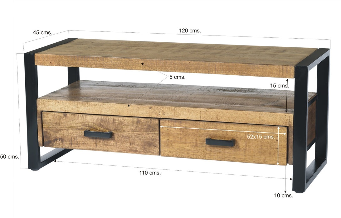 Kast Nairobi Mangohout Naturel hout 120x45 cm-Opbergkasten-Livingfurn