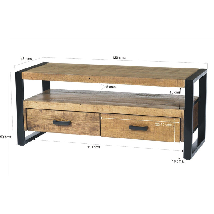 Kast Nairobi Mangohout Naturel hout 120x45x50 cm-TV-meubels-Livingfurn