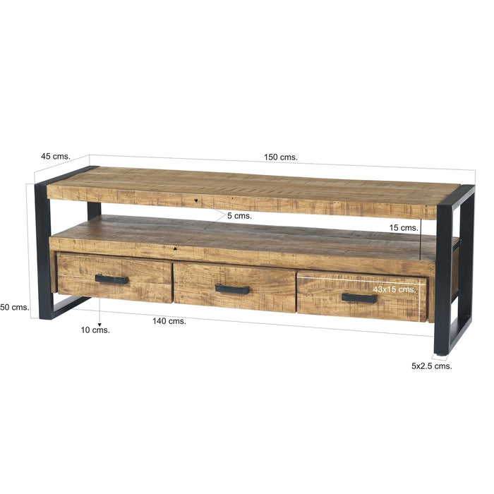 Kast Nairobi Mangohout Naturel hout 150x45x50 cm-TV-meubels-Livingfurn