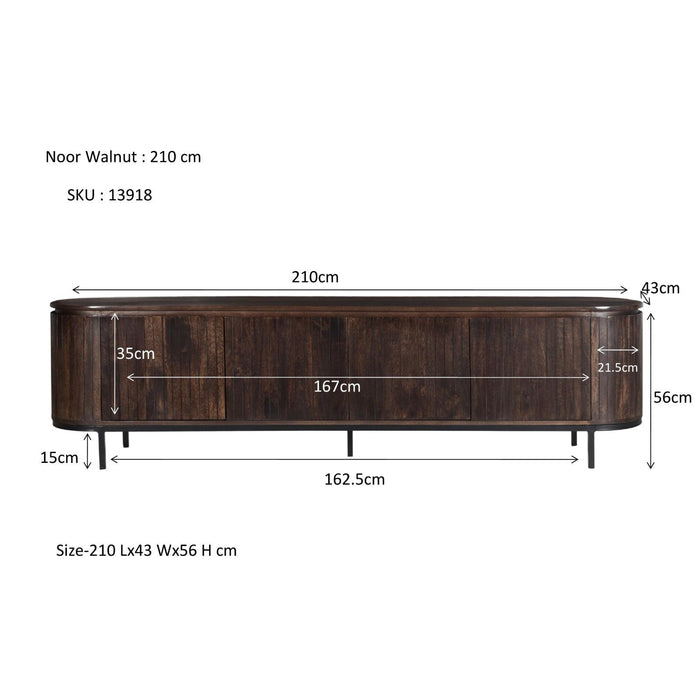 Kast Noor Mangohout Bruin 210x43x56 cm-TV-meubels-Livingfurn