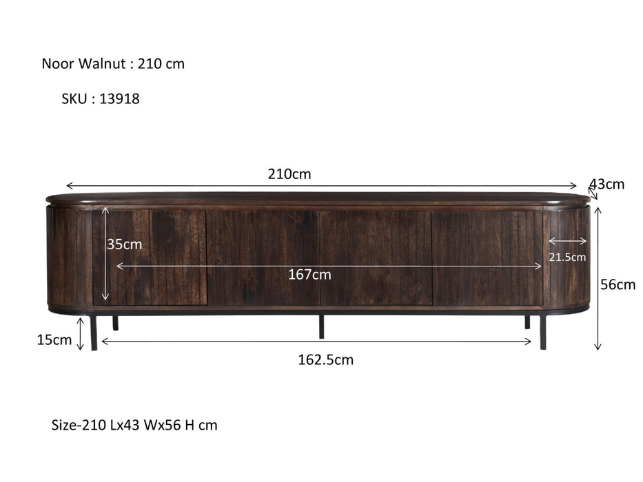 Kast Noor Mangohout Bruin 210x43x56 cm-TV-meubels-Livingfurn