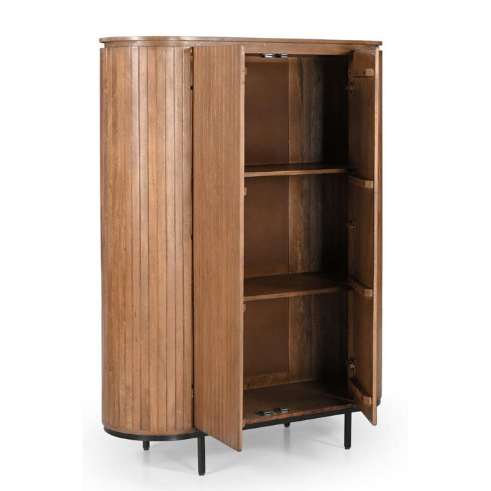 Kast Noor Mangohout Naturel hout 115x43x151 cm-Opbergkasten-Livingfurn