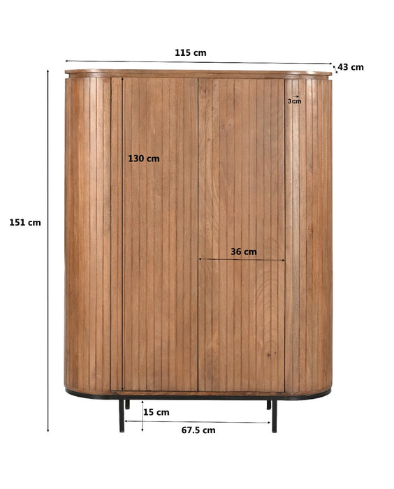Kast Noor Mangohout Naturel hout 115x43x151 cm-Opbergkasten-Livingfurn