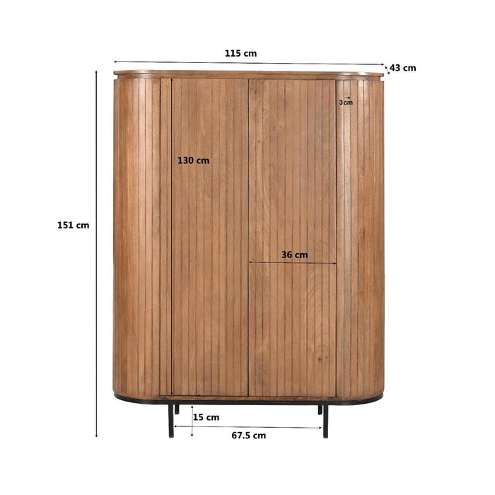 Kast Noor Mangohout Naturel hout 115x43x151 cm-Opbergkasten-Livingfurn