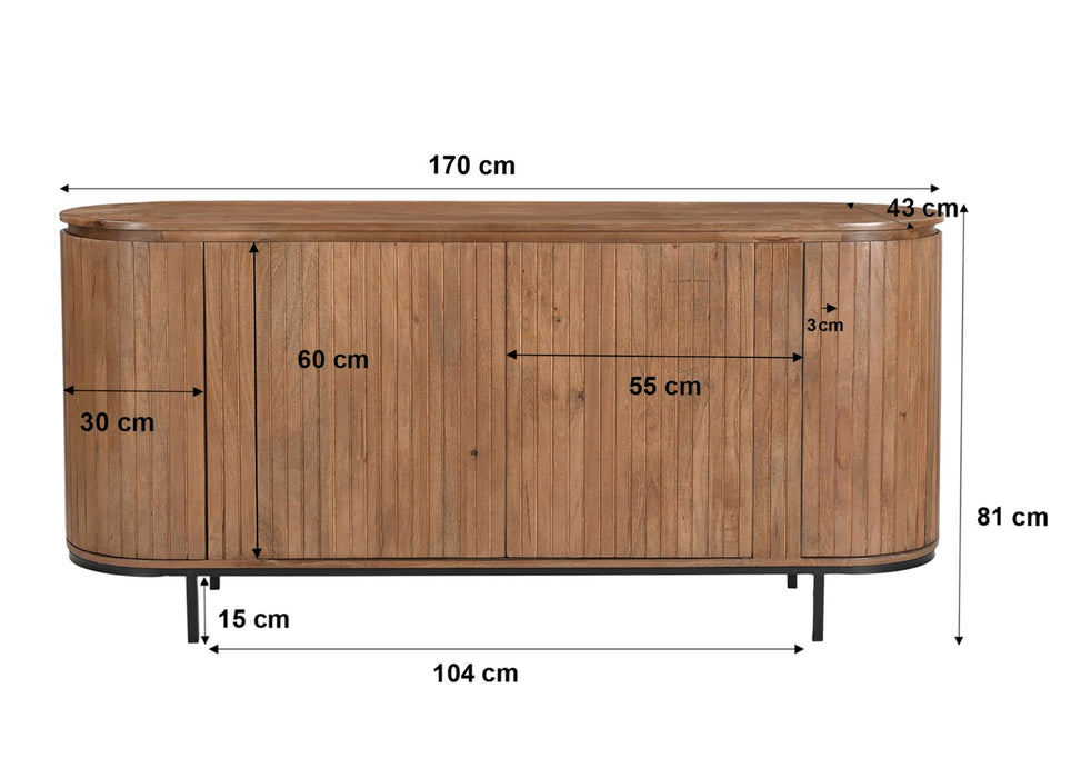 Kast Noor Mangohout Naturel hout 170x43 cm-Opbergkasten-Livingfurn
