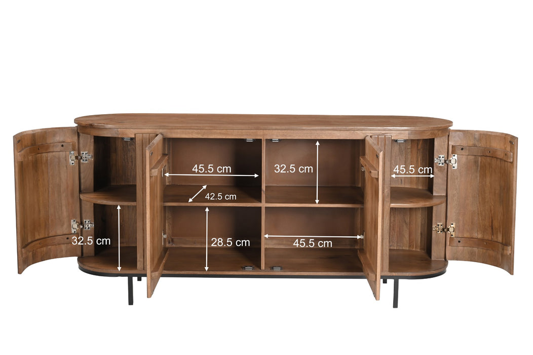 Kast Noor Mangohout Naturel hout 170x43 cm-Opbergkasten-Livingfurn