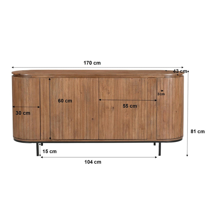 Kast Noor Mangohout Naturel hout 170x43x81 cm-Dressoirs-Livingfurn