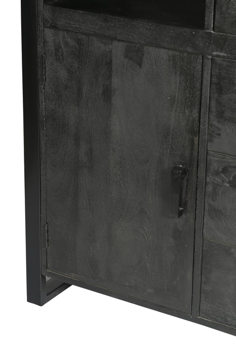 Kast Norris Mangohout Zwart 100x43 cm-Opbergkasten-Livingfurn