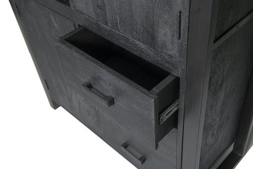 Kast Norris Mangohout Zwart 100x43x150 cm-Opbergkasten-Livingfurn
