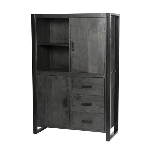 Kast Norris Mangohout Zwart 100x43x150 cm-Opbergkasten-Livingfurn