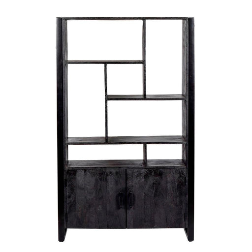 Kast Norris Mangohout Zwart 110x43x180 cm-Opbergkasten-Livingfurn