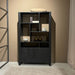 Kast Norris Mangohout Zwart 110x43x180 cm-Opbergkasten-Livingfurn