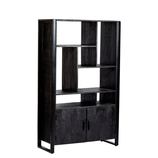 Kast Norris Mangohout Zwart 110x43x180 cm-Opbergkasten-Livingfurn