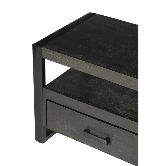 Kast Norris Mangohout Zwart 120x45x50 cm-TV-meubels-Livingfurn