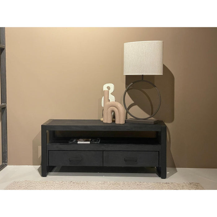 Kast Norris Mangohout Zwart 120x45x50 cm-TV-meubels-Livingfurn