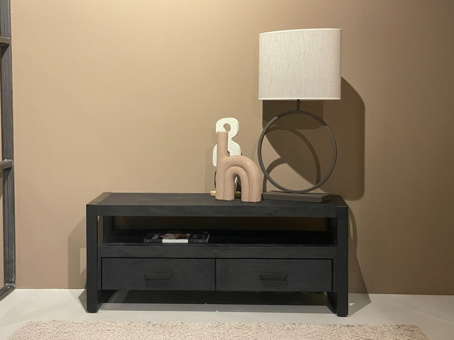 Kast Norris Mangohout Zwart 120x45x50 cm-TV-meubels-Livingfurn
