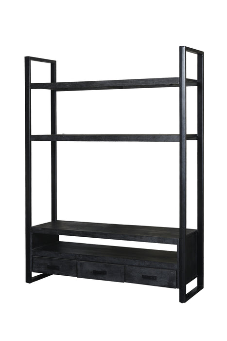 Kast Norris Mangohout Zwart 150x45 cm-Opbergkasten-Livingfurn