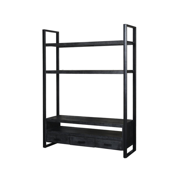 Kast Norris Mangohout Zwart 150x45x200 cm-TV-meubels-Livingfurn