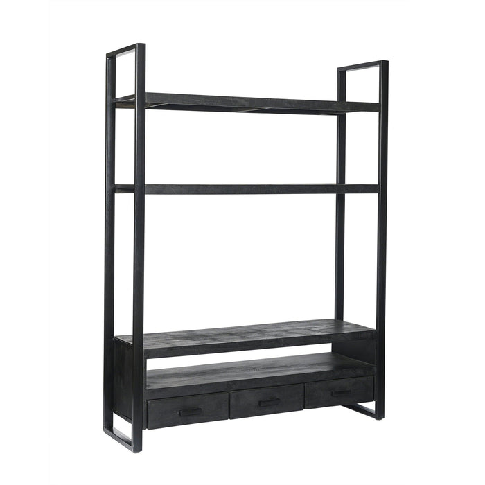 Kast Norris Mangohout Zwart 150x45x200 cm-TV-meubels-Livingfurn