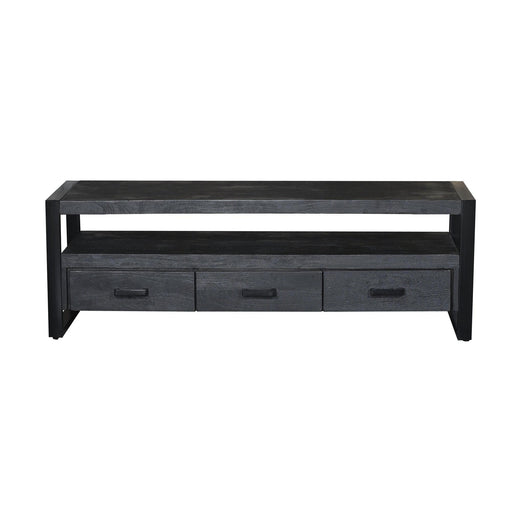 Kast Norris Mangohout Zwart 150x45x50 cm-TV-meubels-Livingfurn